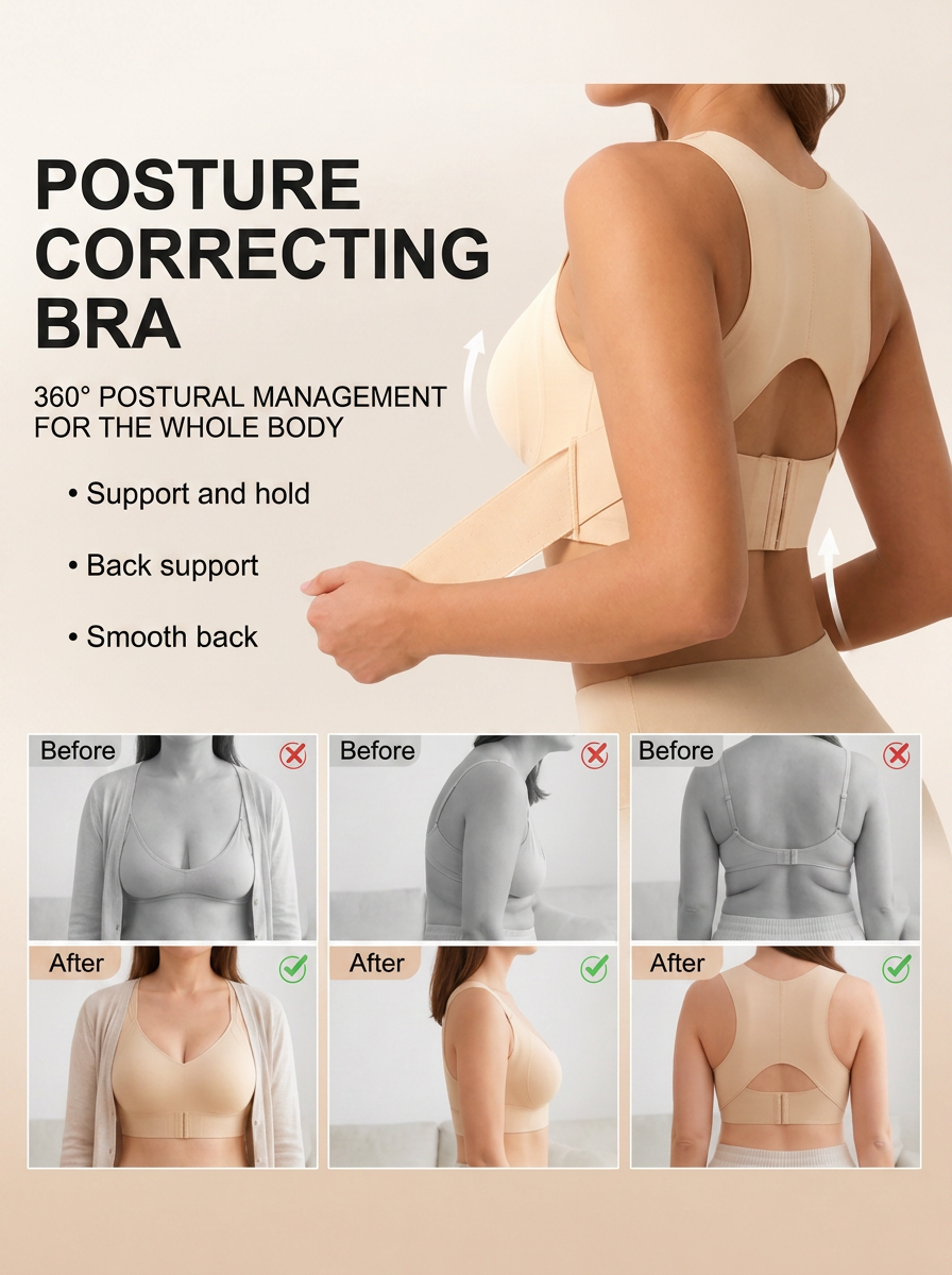 Posture correcting bra shown from the back